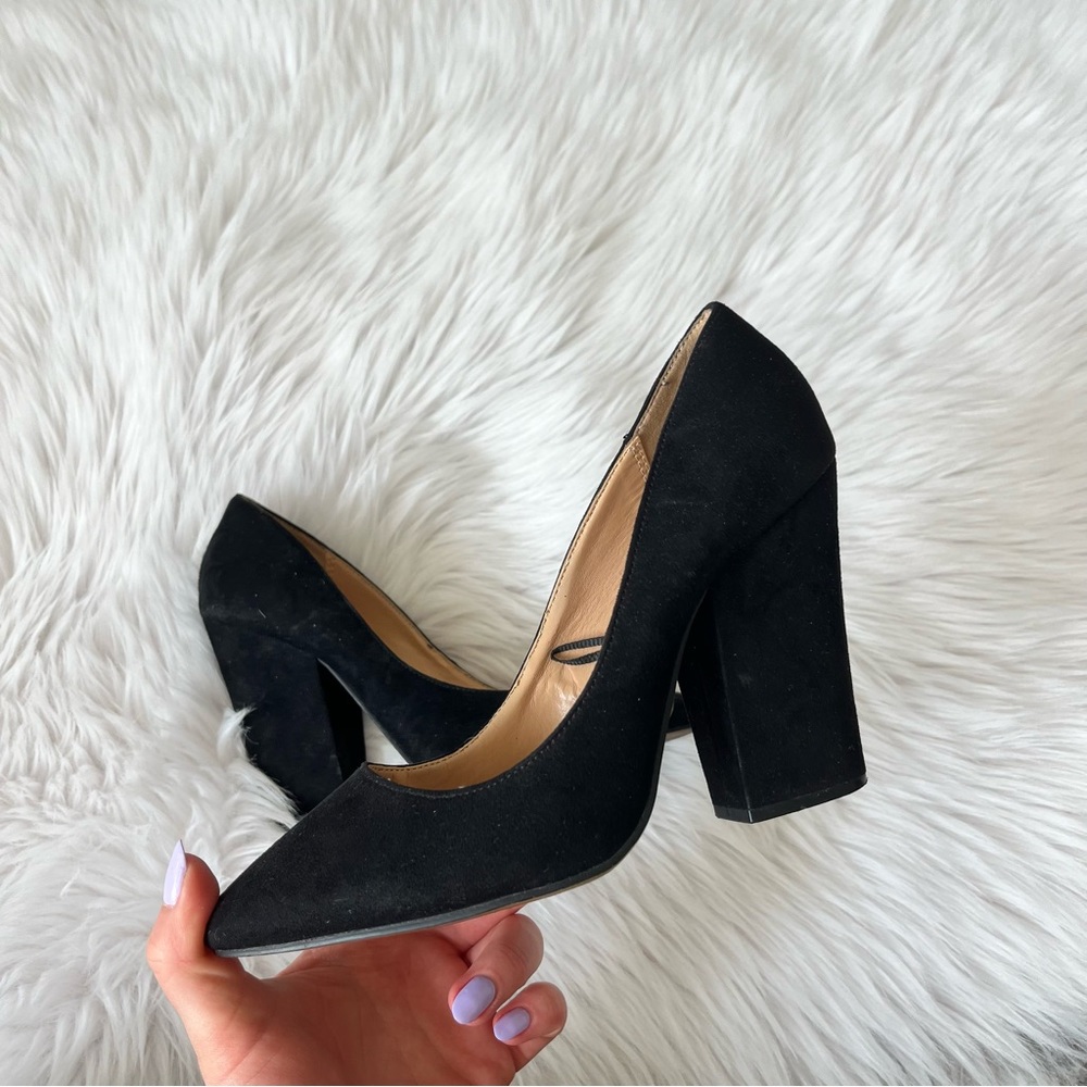 Express black suede heels